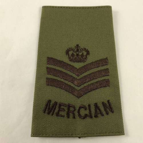 Military Cloth Badge Mercian Regiment Maroon / Olive Green - Staff Sergeant