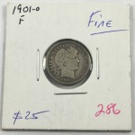 1901-O United States Silver Barber Dime (10 Cents) - Lot 341C